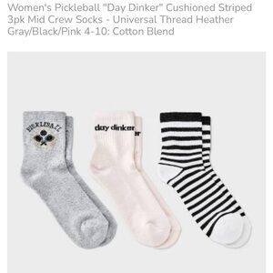 Universal Thread Cushioned Striped Crew Socks 3-Pack Pickleball
